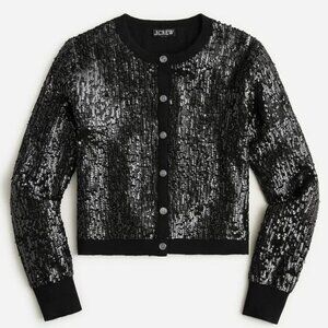 J. Crew Jackie Black and Silver Sequin Cardigan Size S